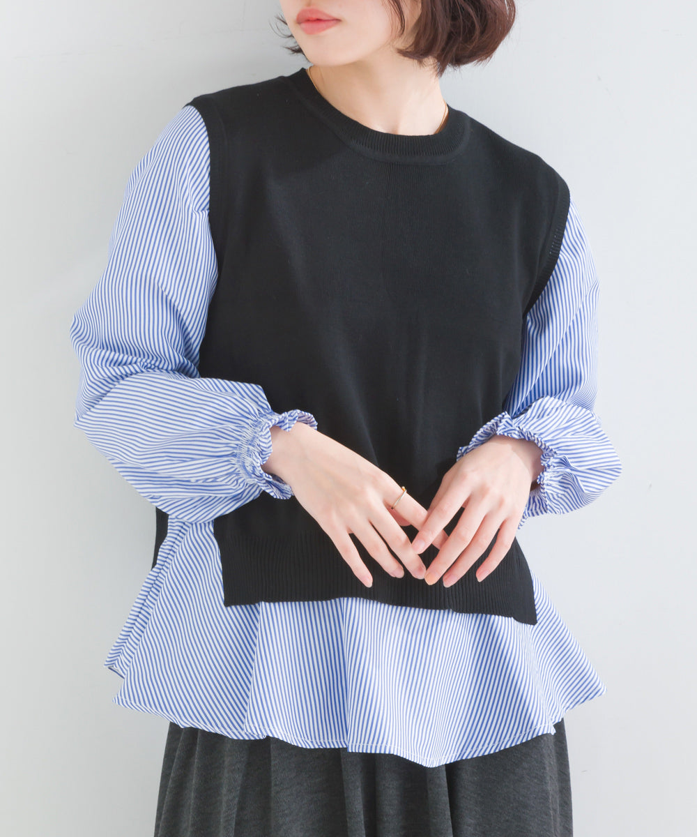 ニットベストセットブラウス