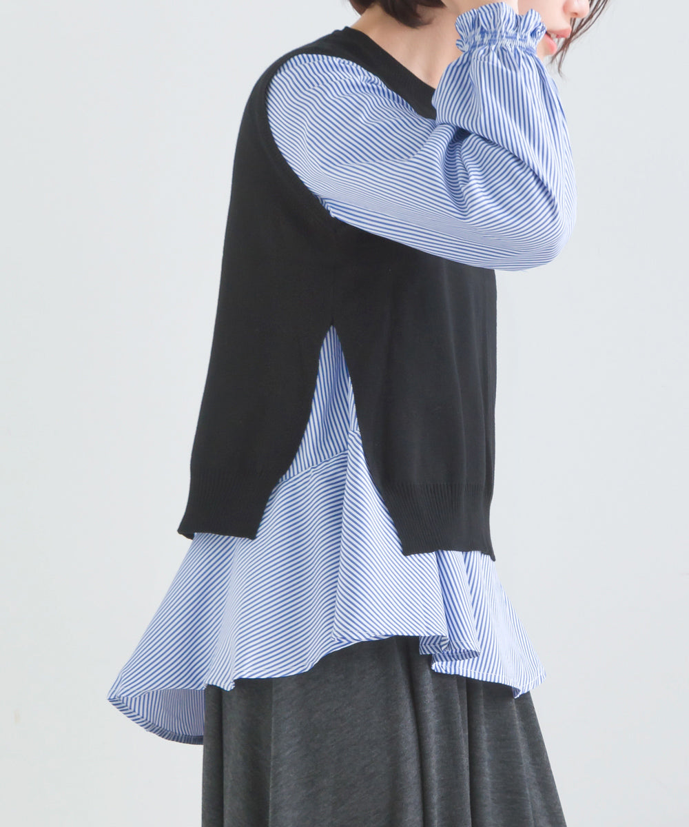 ニットベストセットブラウス