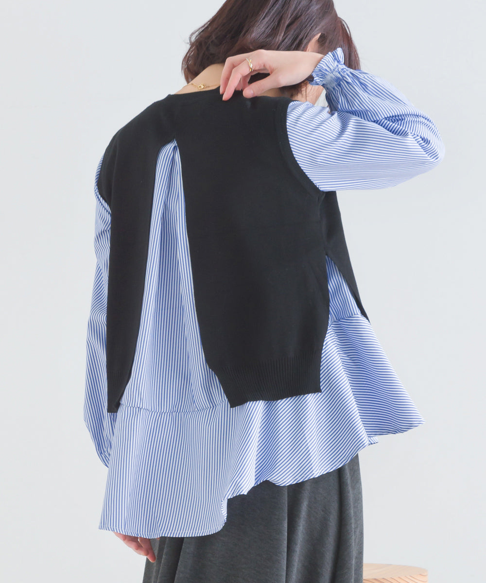 ニットベストセットブラウス