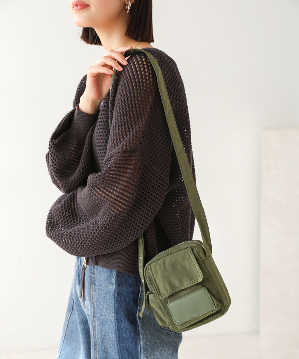 【WEB限定】ナイロン合皮切替ミニバッグ