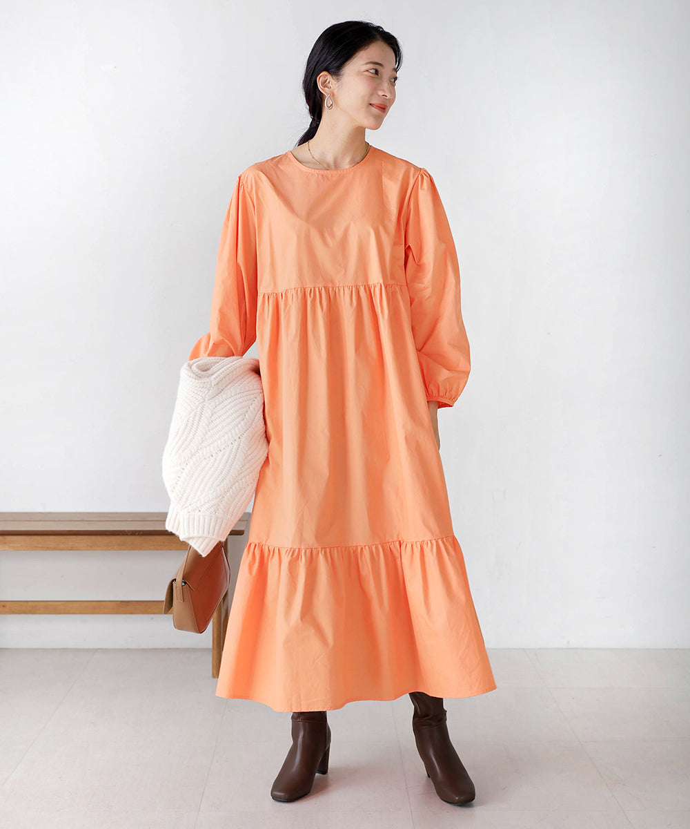 【WEB限定】ギャザー切替ワンピース