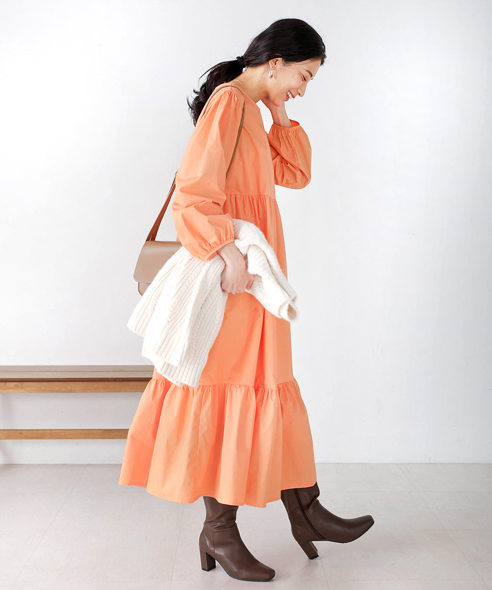 【WEB限定】ギャザー切替ワンピース