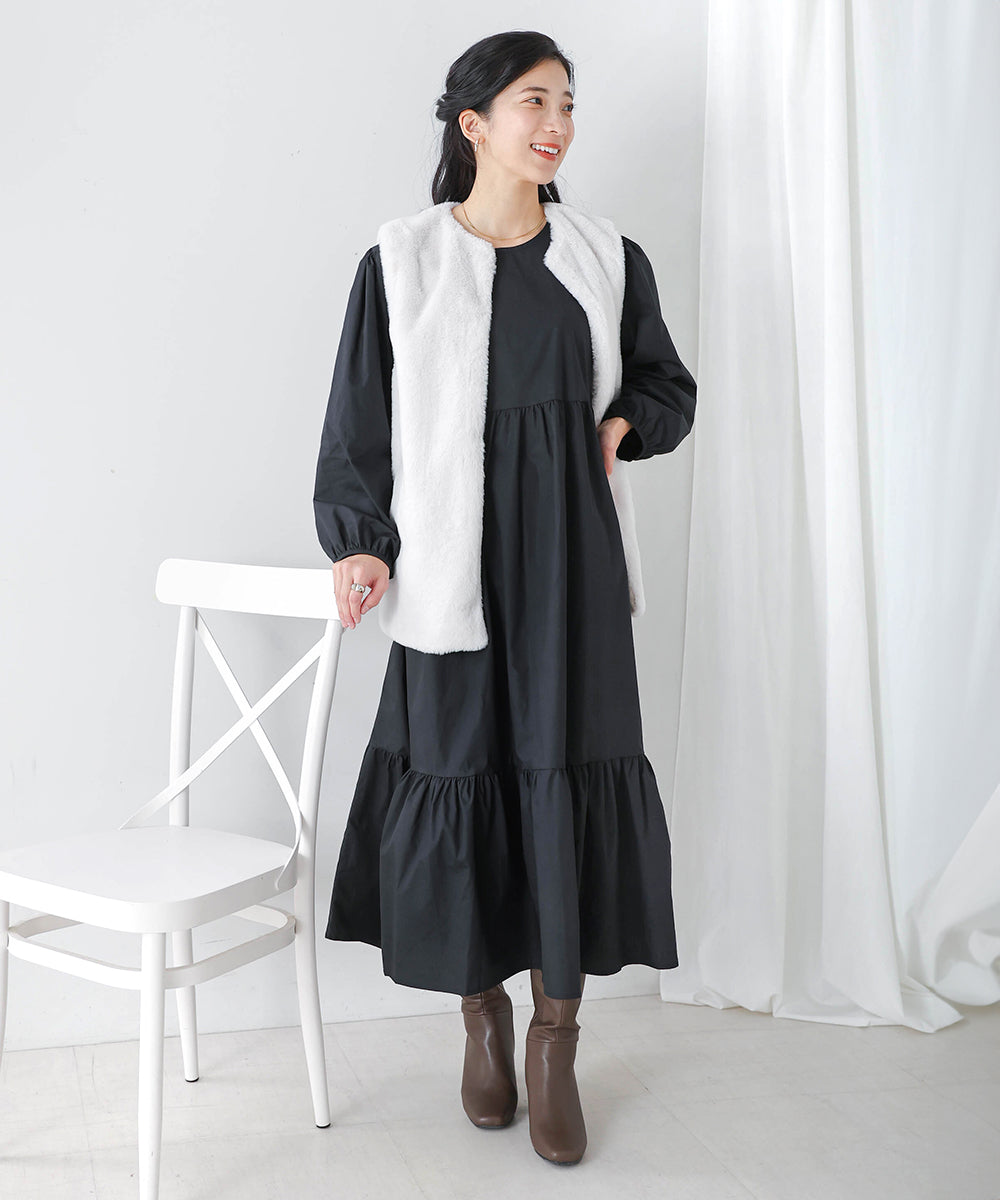 【WEB限定】ギャザー切替ワンピース