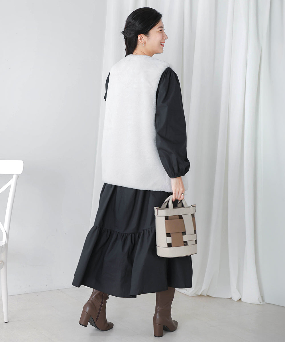 【WEB限定】ギャザー切替ワンピース