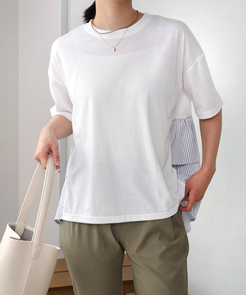 【WEB限定】ストライプドッキングティアードプルオーバー