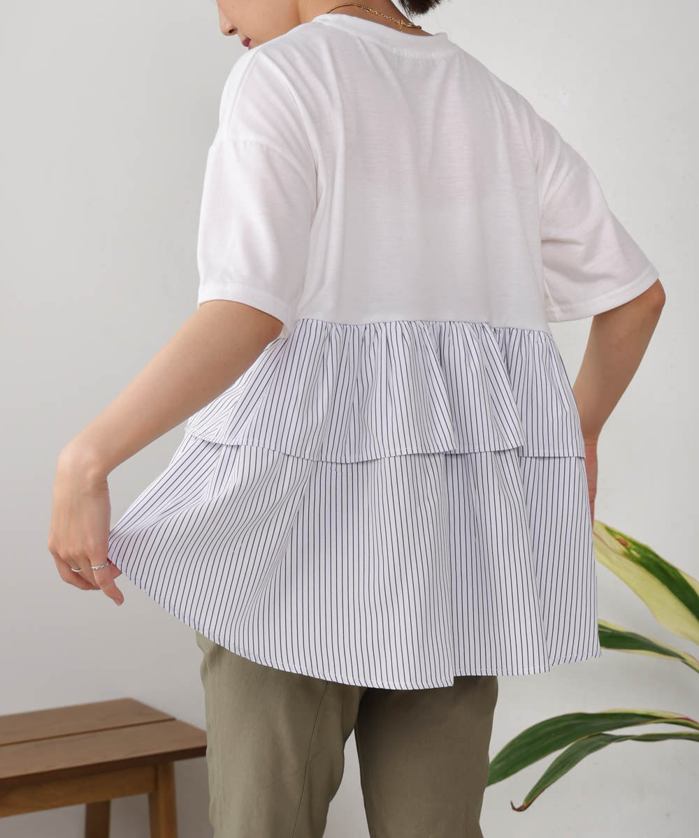 【WEB限定】ストライプドッキングティアードプルオーバー