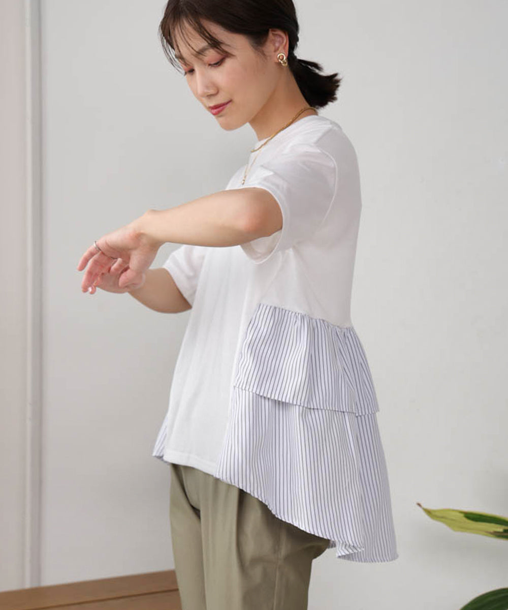 【WEB限定】ストライプドッキングティアードプルオーバー