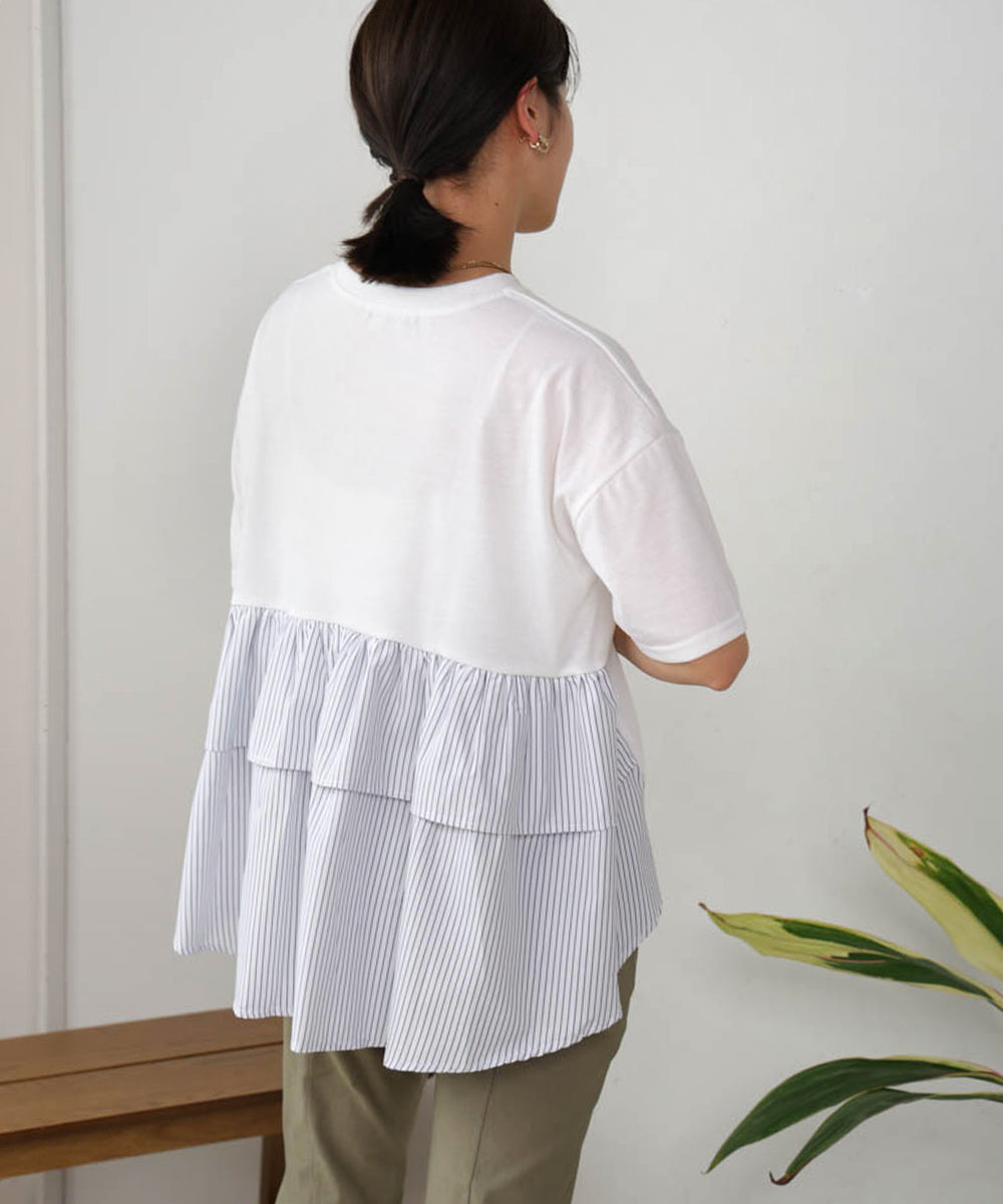 【WEB限定】ストライプドッキングティアードプルオーバー