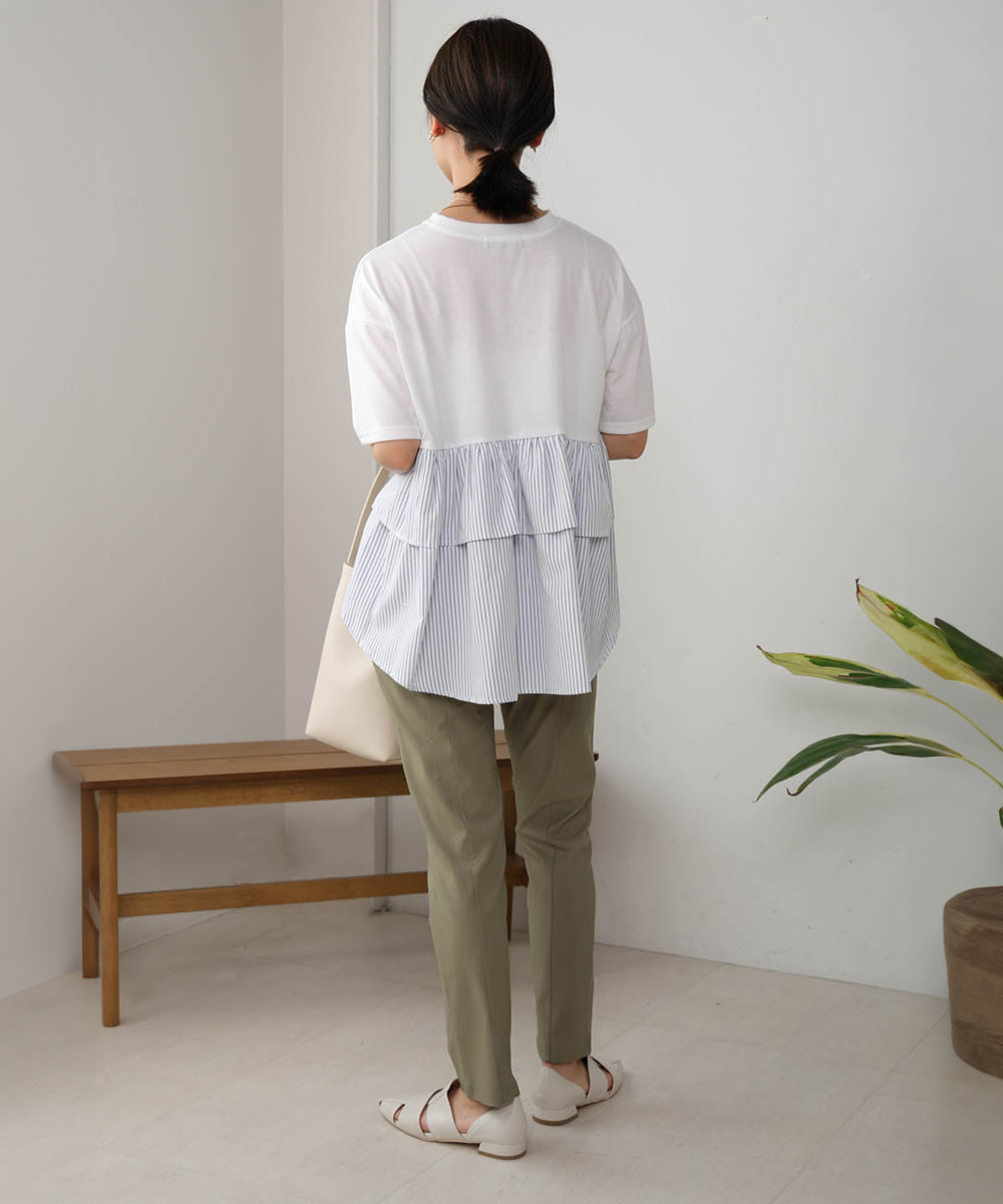 【WEB限定】ストライプドッキングティアードプルオーバー