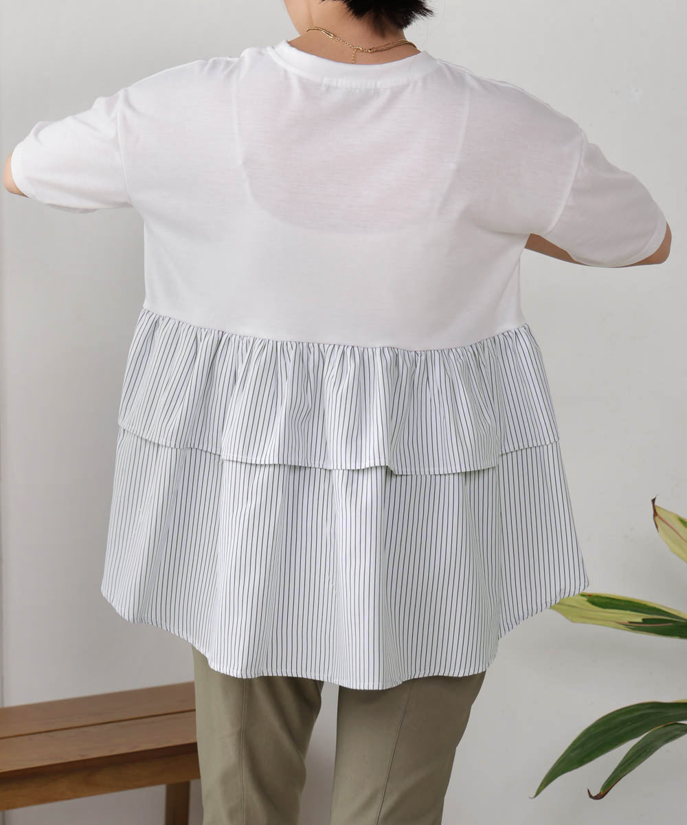 【WEB限定】ストライプドッキングティアードプルオーバー