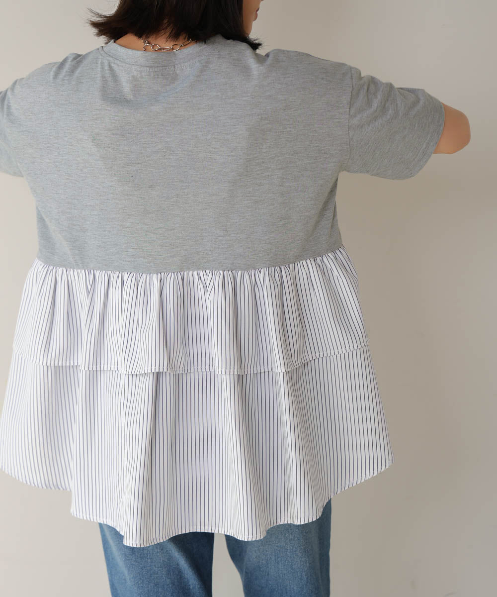 【WEB限定】ストライプドッキングティアードプルオーバー