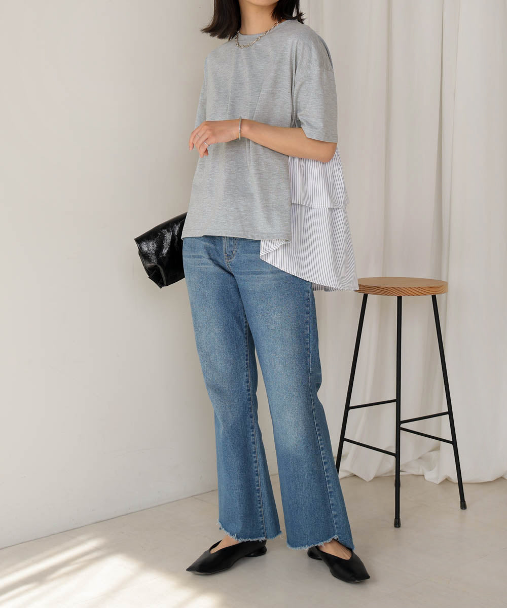 【WEB限定】ストライプドッキングティアードプルオーバー