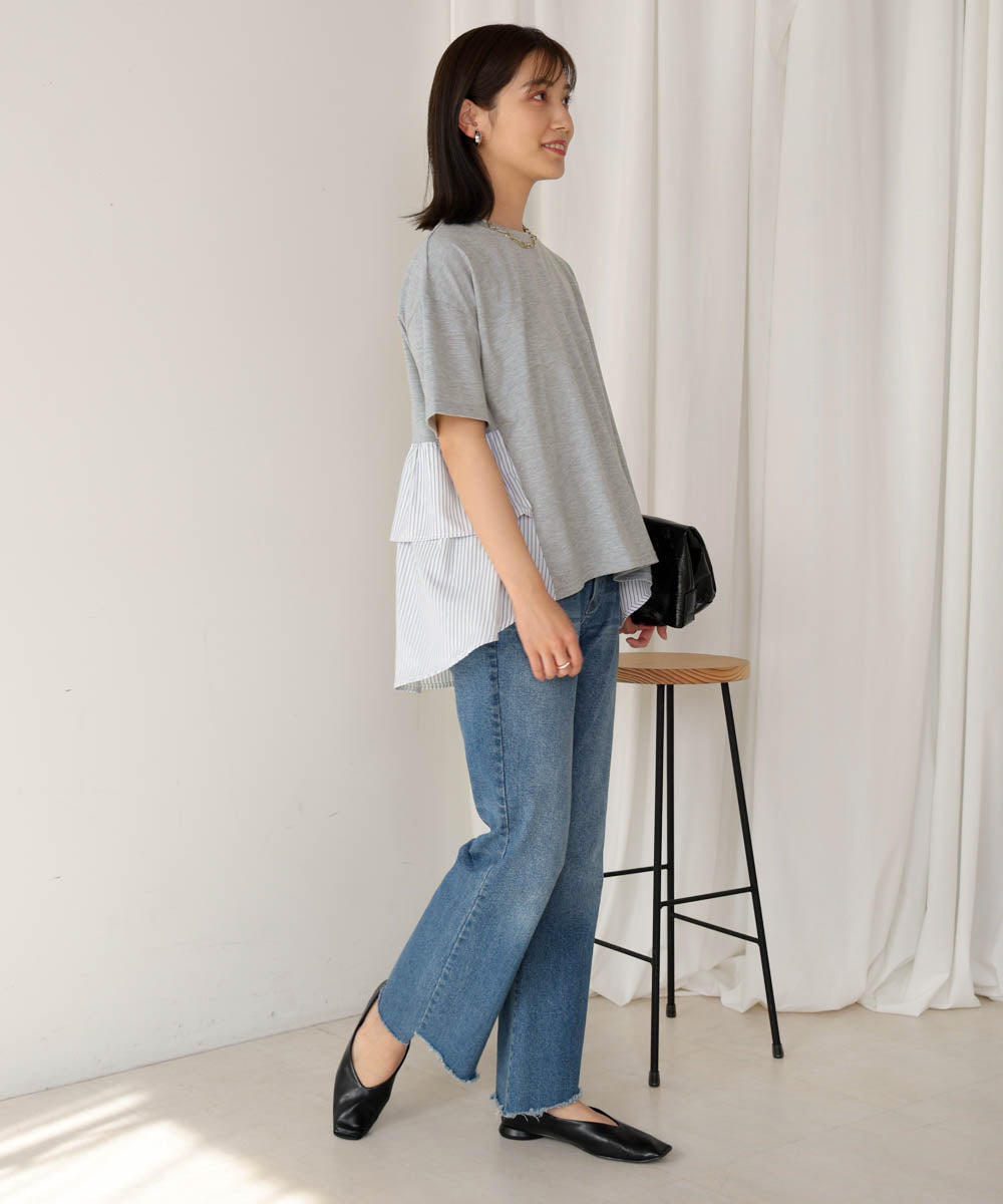 【WEB限定】ストライプドッキングティアードプルオーバー