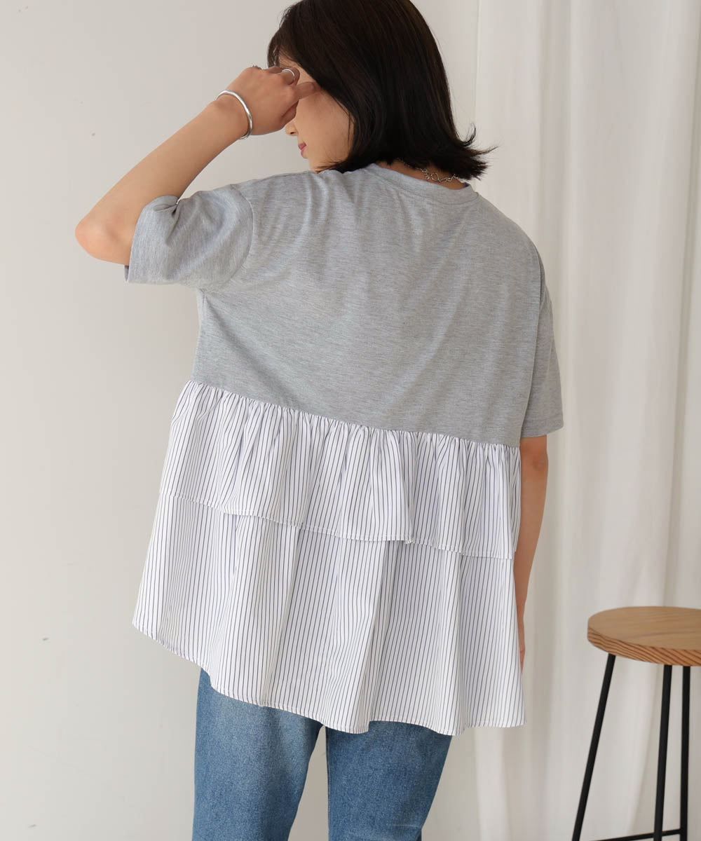 【WEB限定】ストライプドッキングティアードプルオーバー