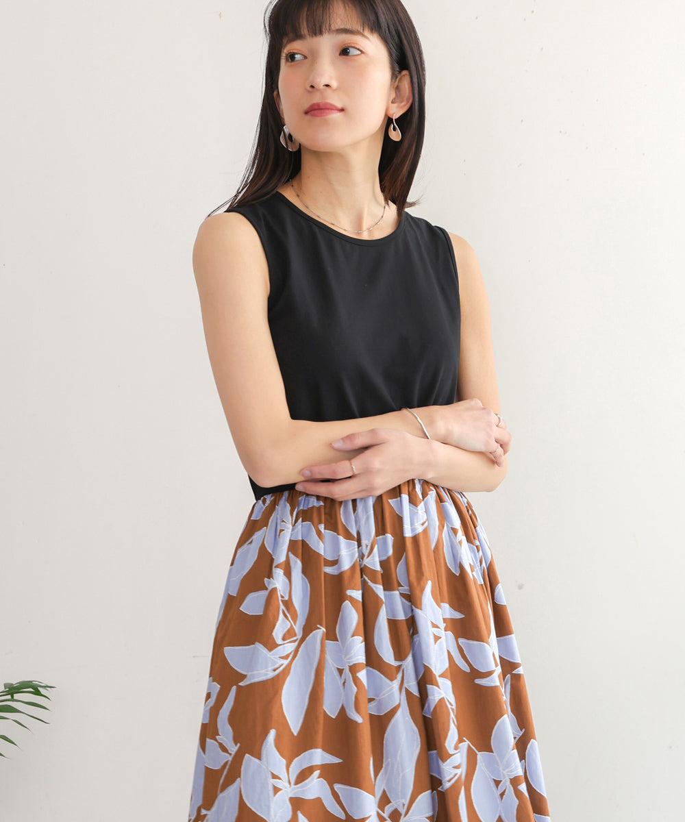 大花柄ドッキングワンピース