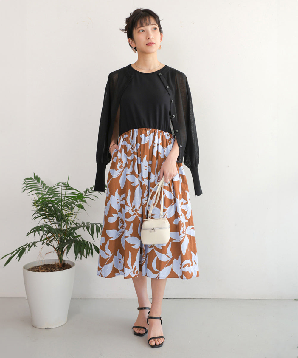 大花柄ドッキングワンピース