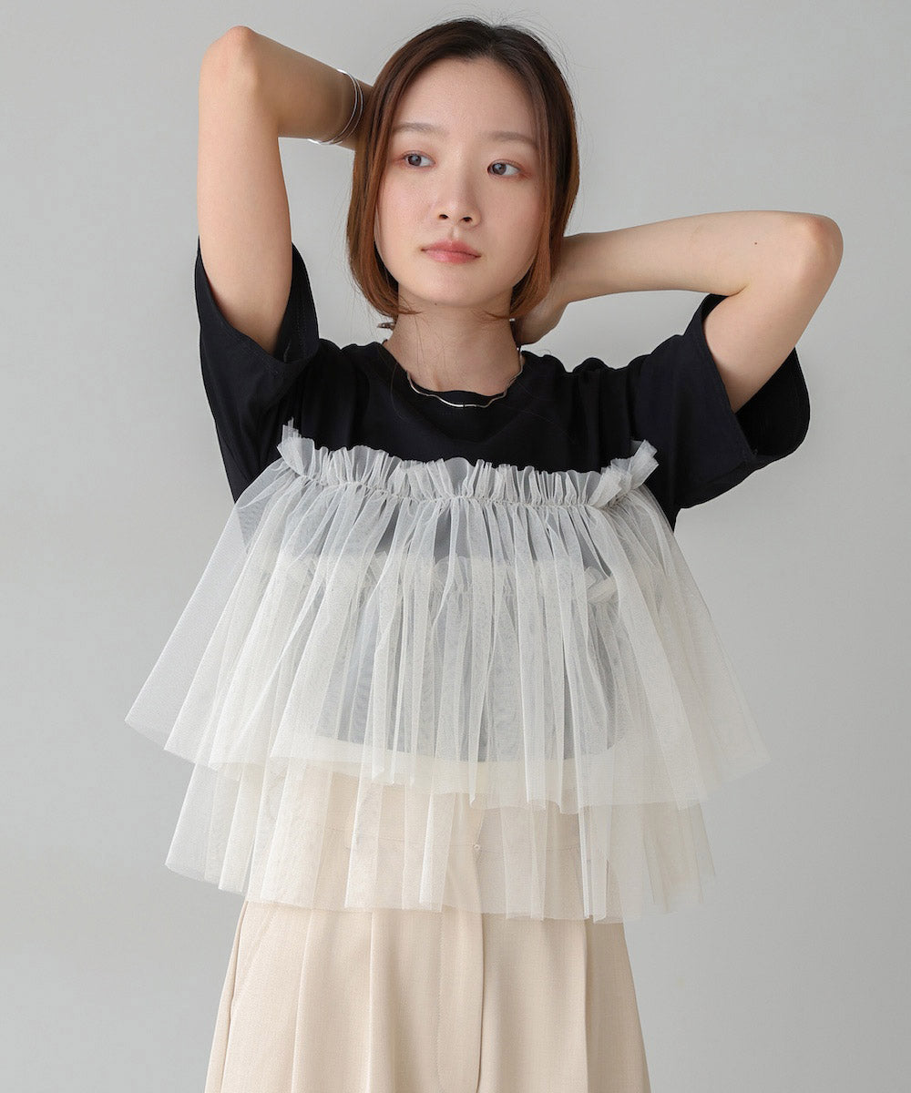 【2024SS】チュールドッキングTシャツ
