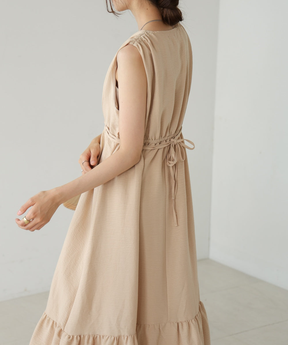 【S・Mサイズ展開あり】ノースリーブティアードギャザーワンピース