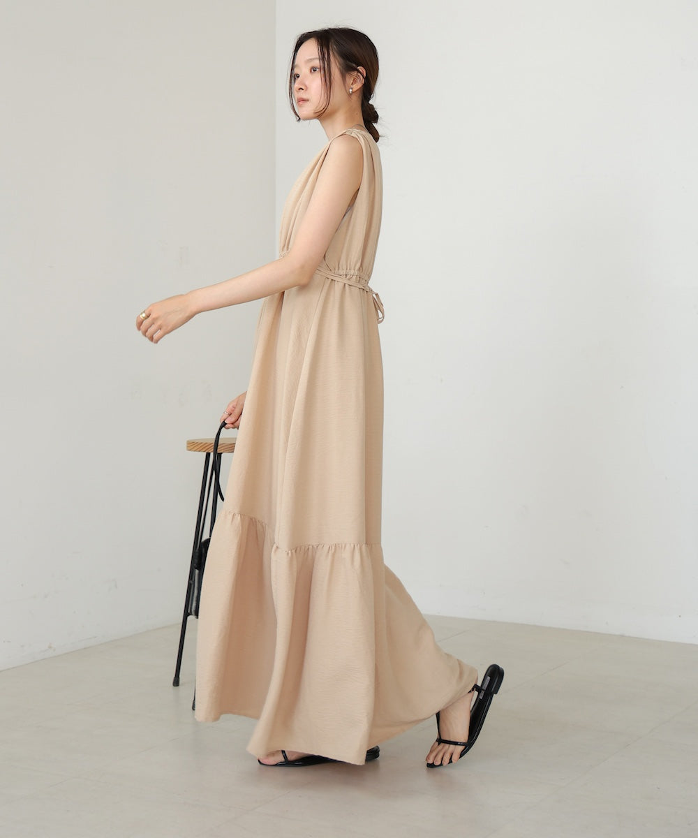 【S・Mサイズ展開あり】ノースリーブティアードギャザーワンピース