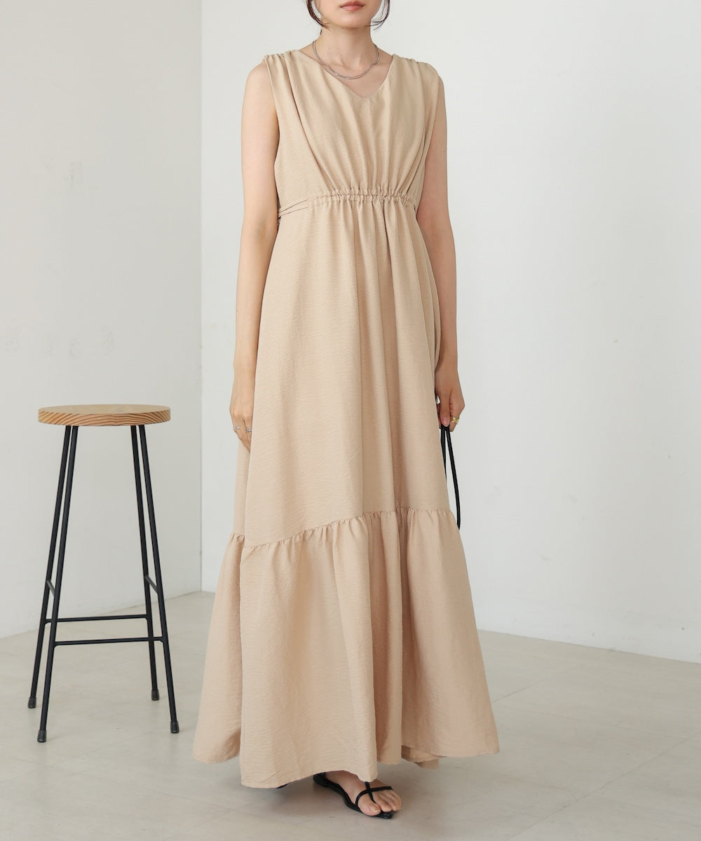 【S・Mサイズ展開あり】ノースリーブティアードギャザーワンピース