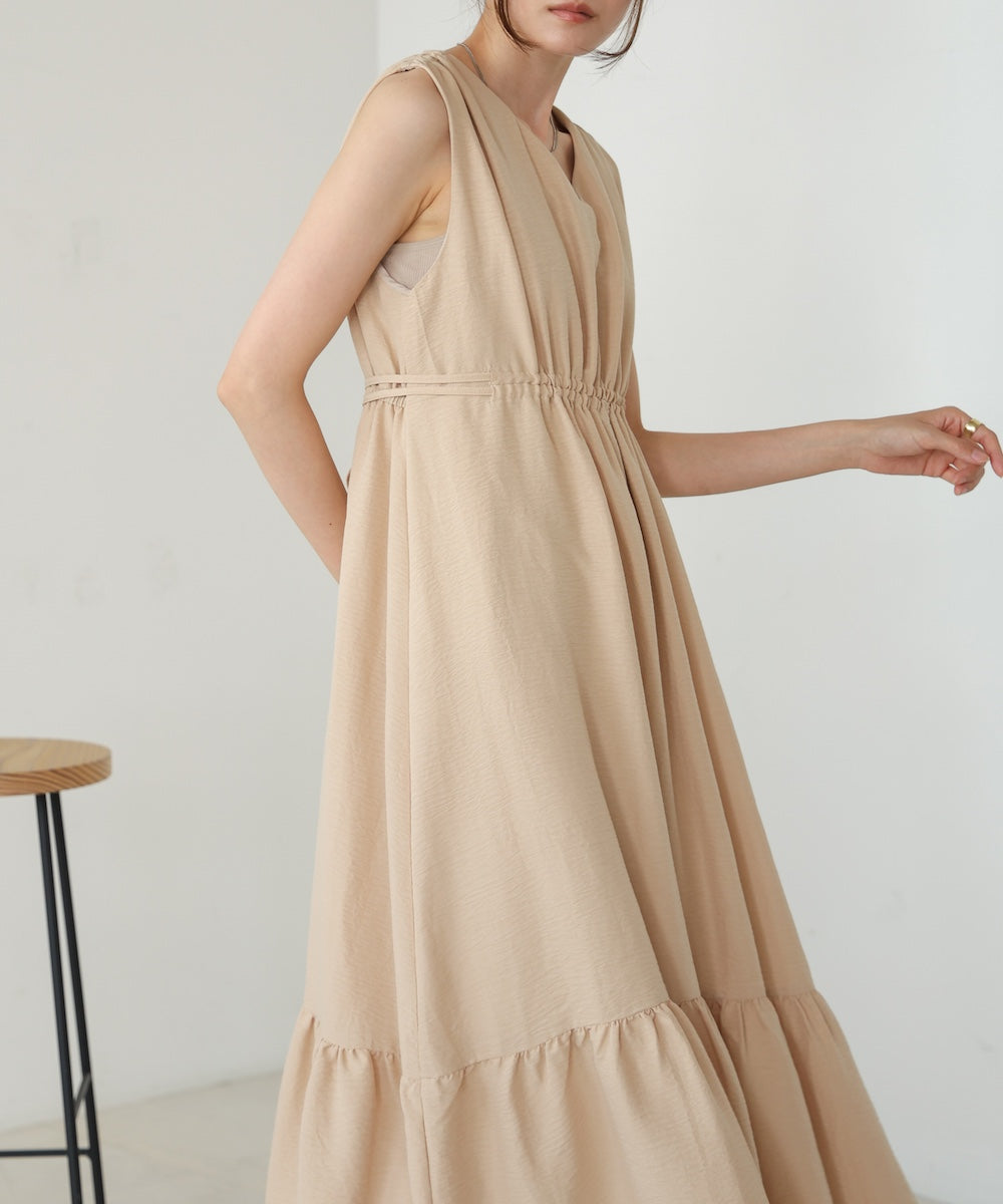 【S・Mサイズ展開あり】ノースリーブティアードギャザーワンピース