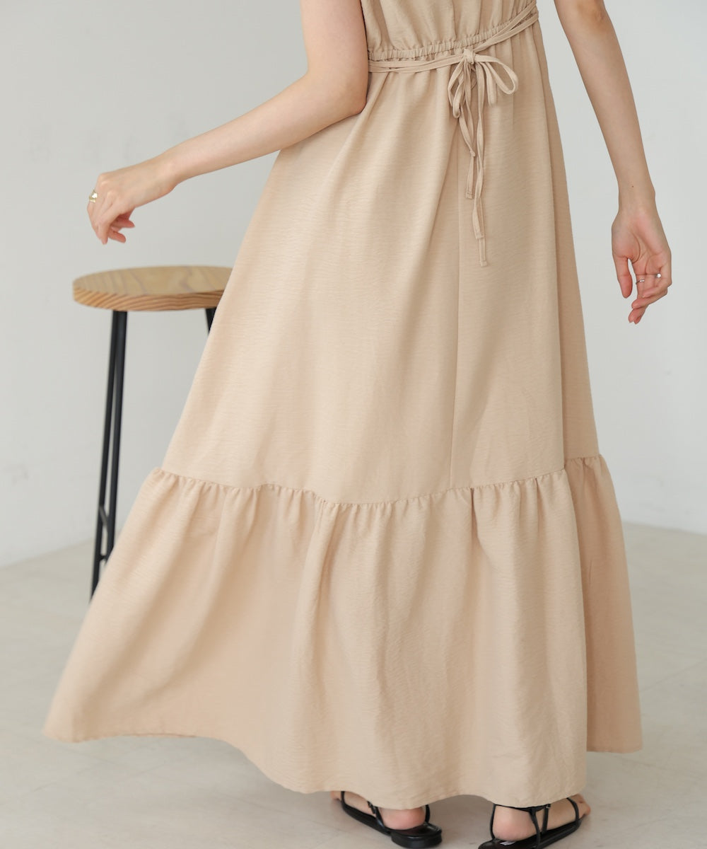 【S・Mサイズ展開あり】ノースリーブティアードギャザーワンピース