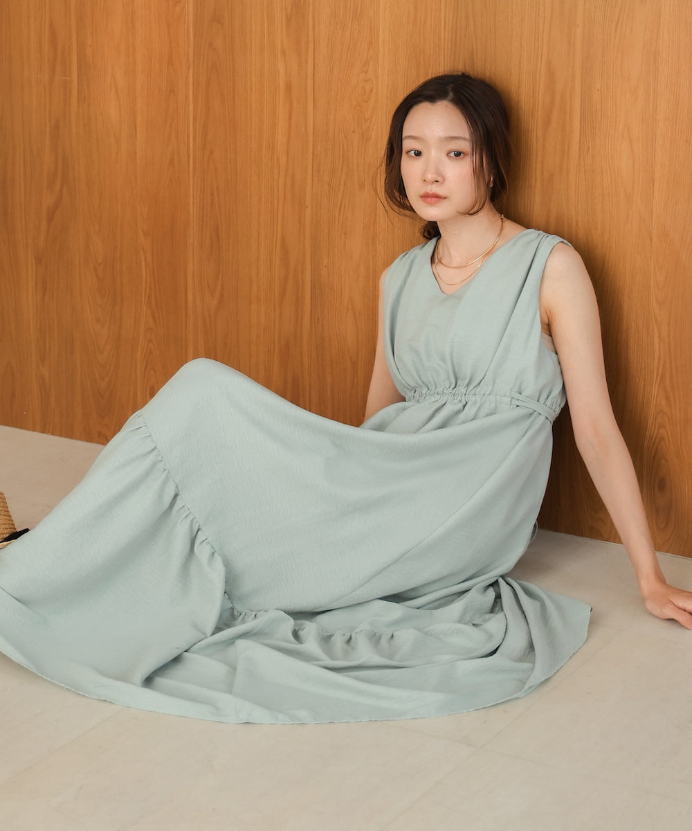 【S・Mサイズ展開あり】ノースリーブティアードギャザーワンピース