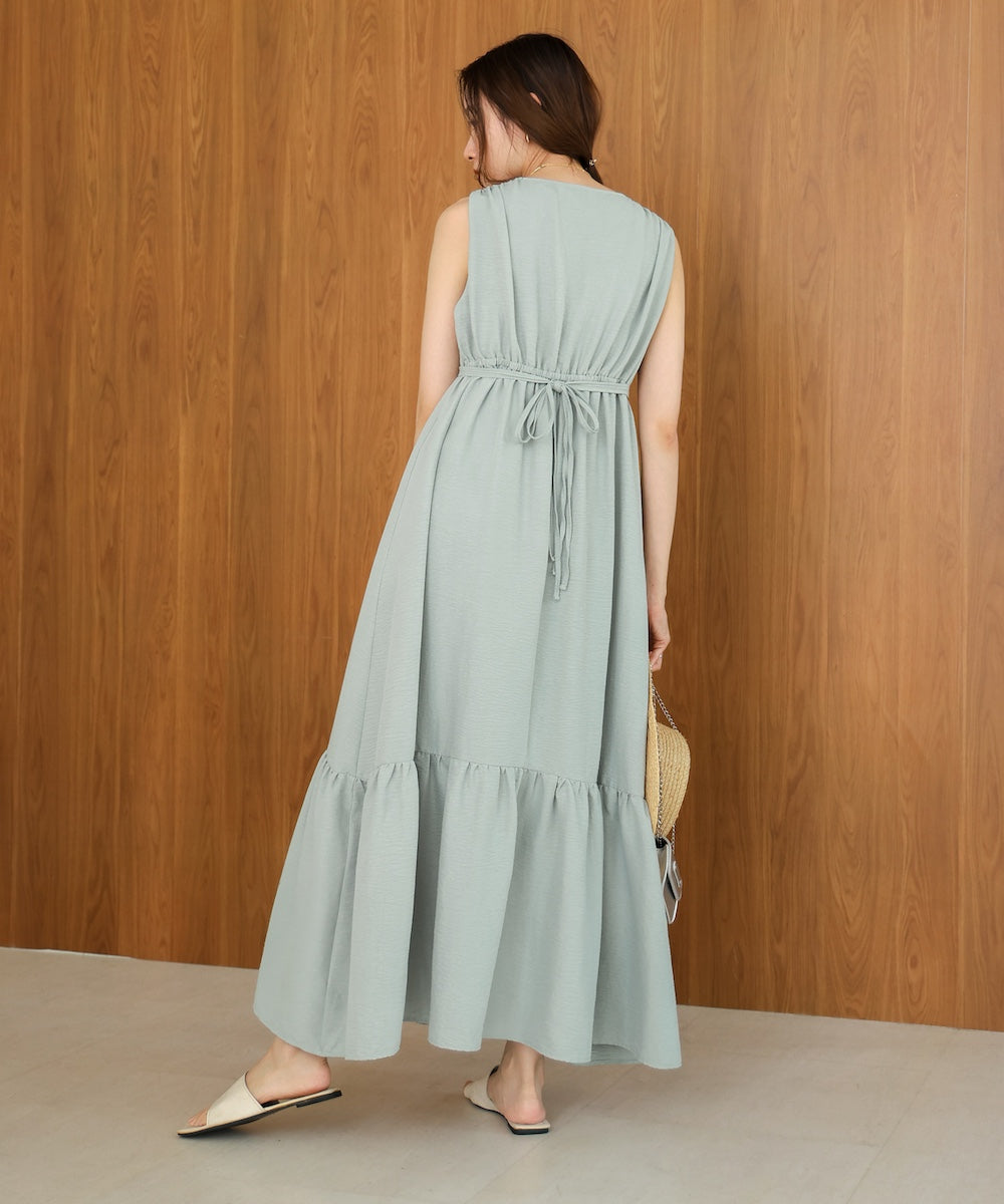 【S・Mサイズ展開あり】ノースリーブティアードギャザーワンピース