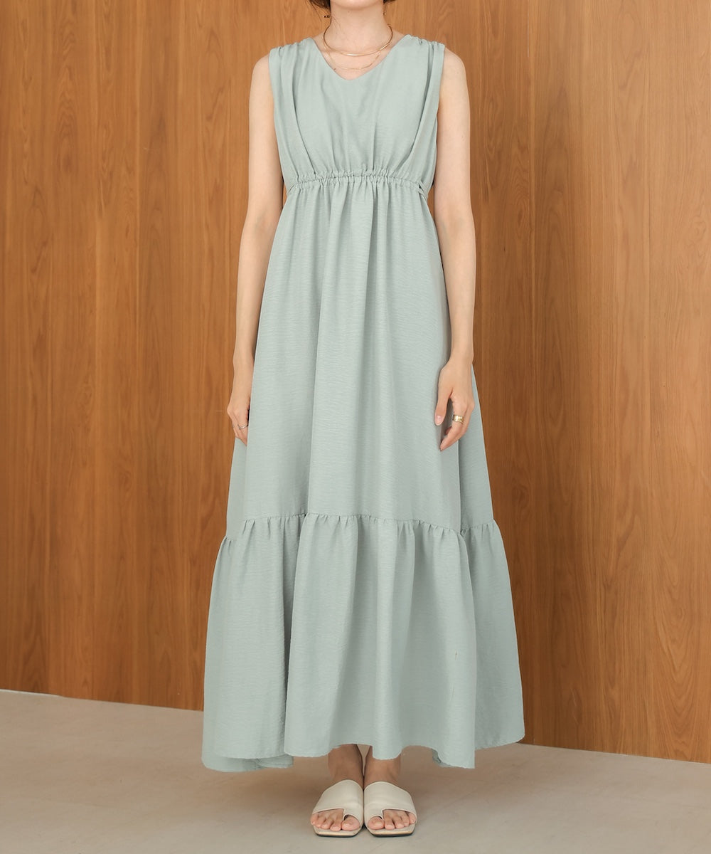【S・Mサイズ展開あり】ノースリーブティアードギャザーワンピース