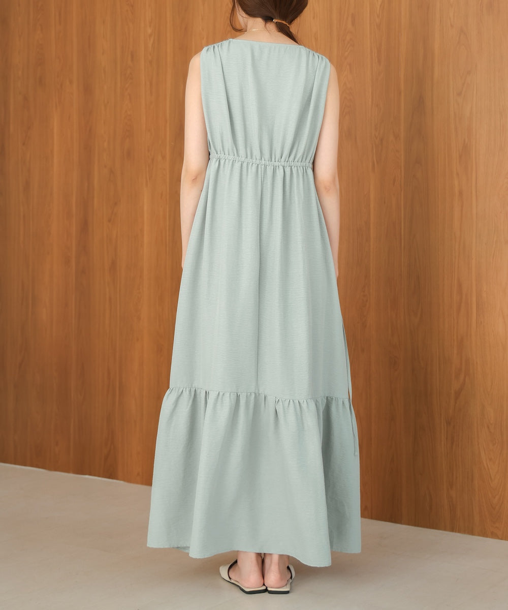 【S・Mサイズ展開あり】ノースリーブティアードギャザーワンピース