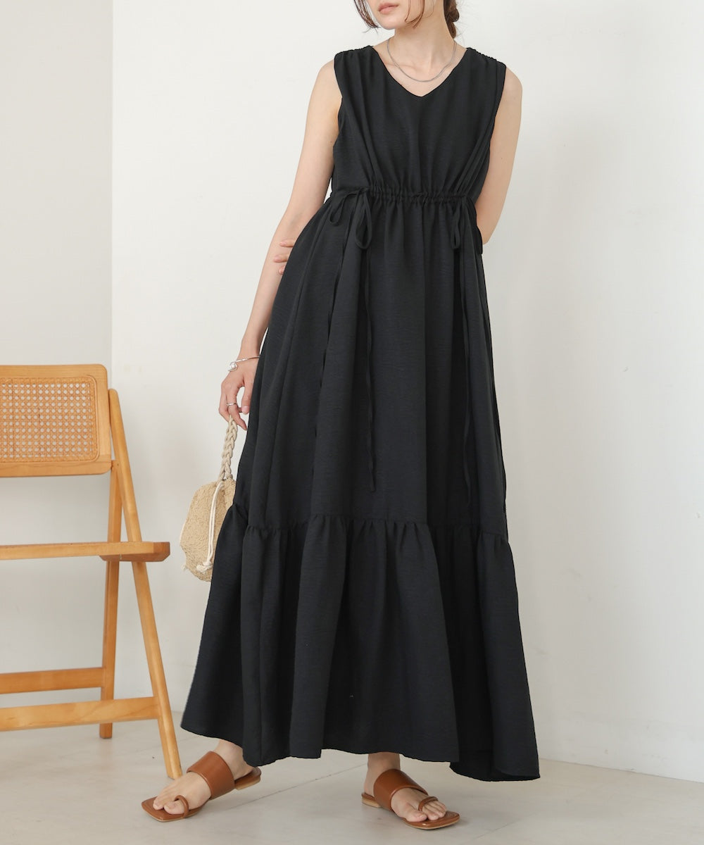 【S・Mサイズ展開あり】ノースリーブティアードギャザーワンピース