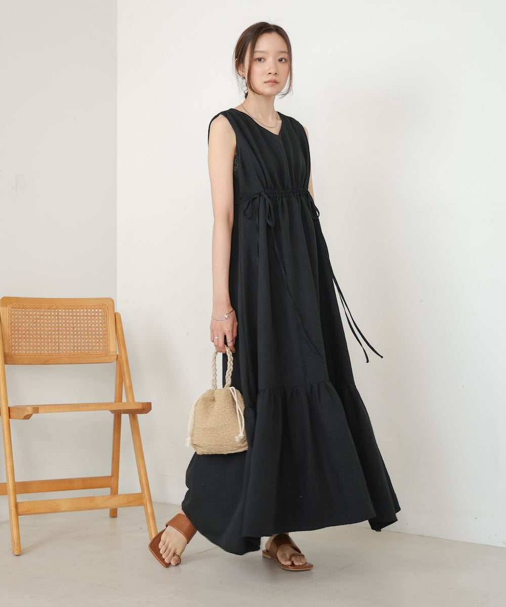 【S・Mサイズ展開あり】ノースリーブティアードギャザーワンピース