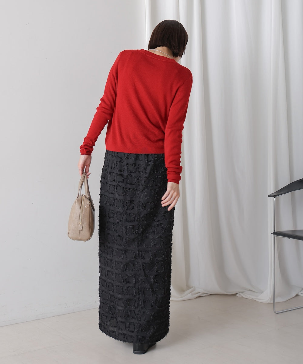 ソフトタッチキーネックカーデ