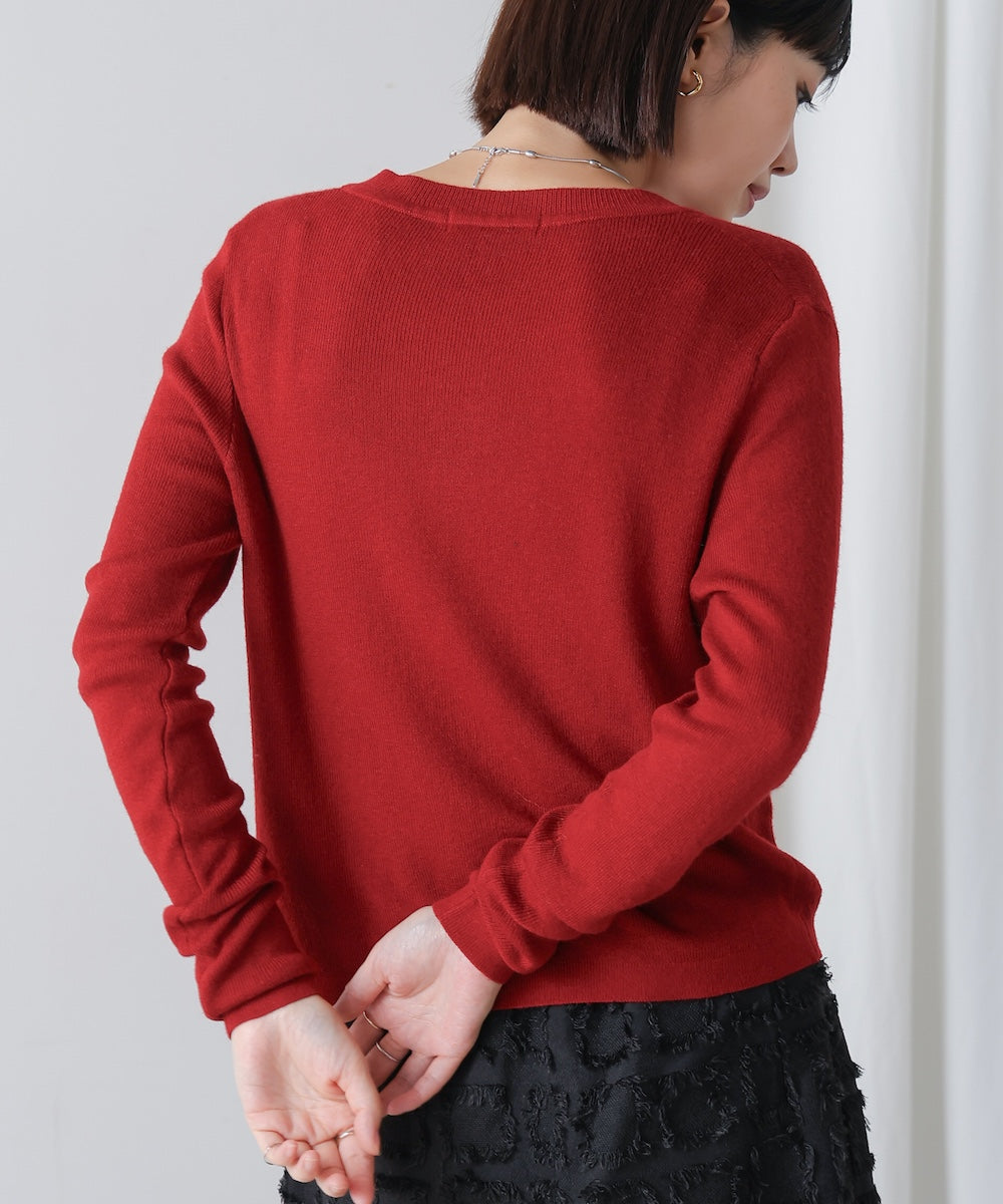 ソフトタッチキーネックカーデ