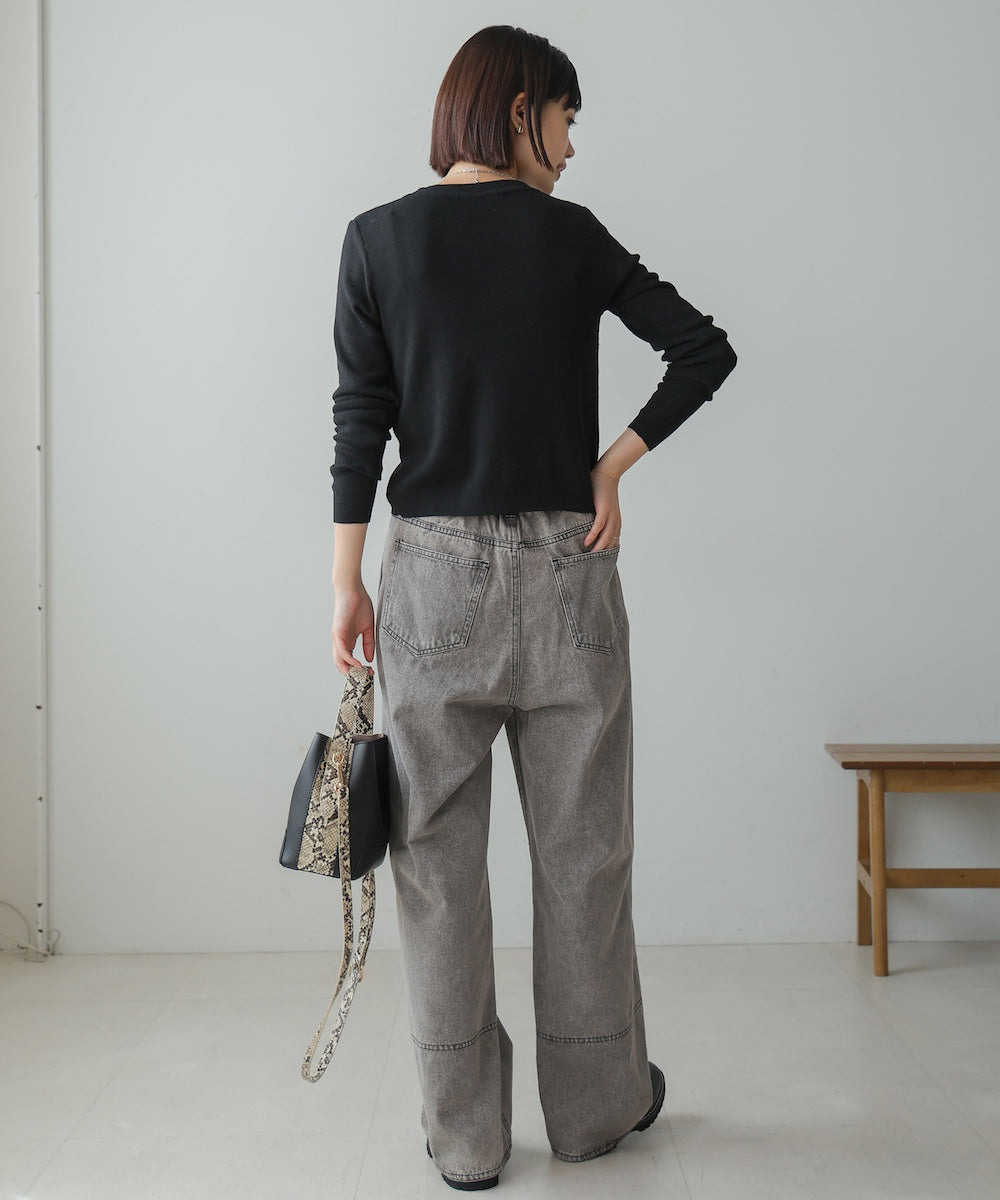 ソフトタッチキーネックカーデ