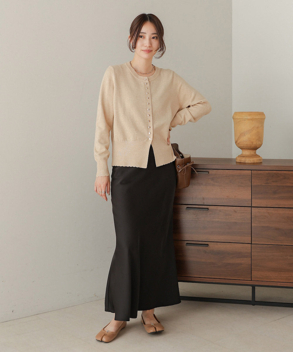 スカラップデザインニットカーデ