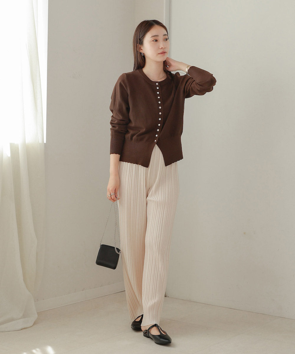 スカラップデザインニットカーデ