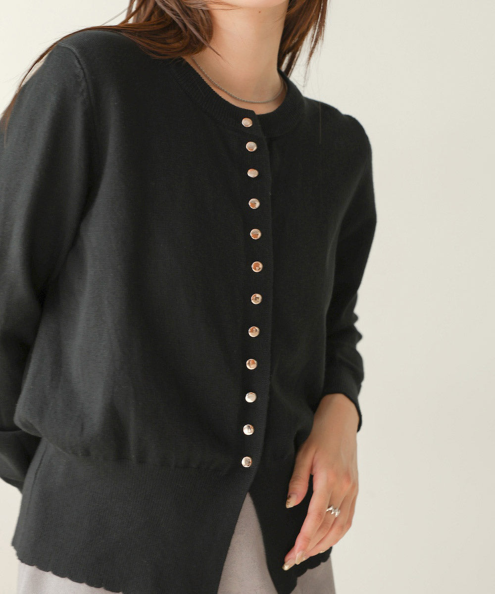 スカラップデザインニットカーデ