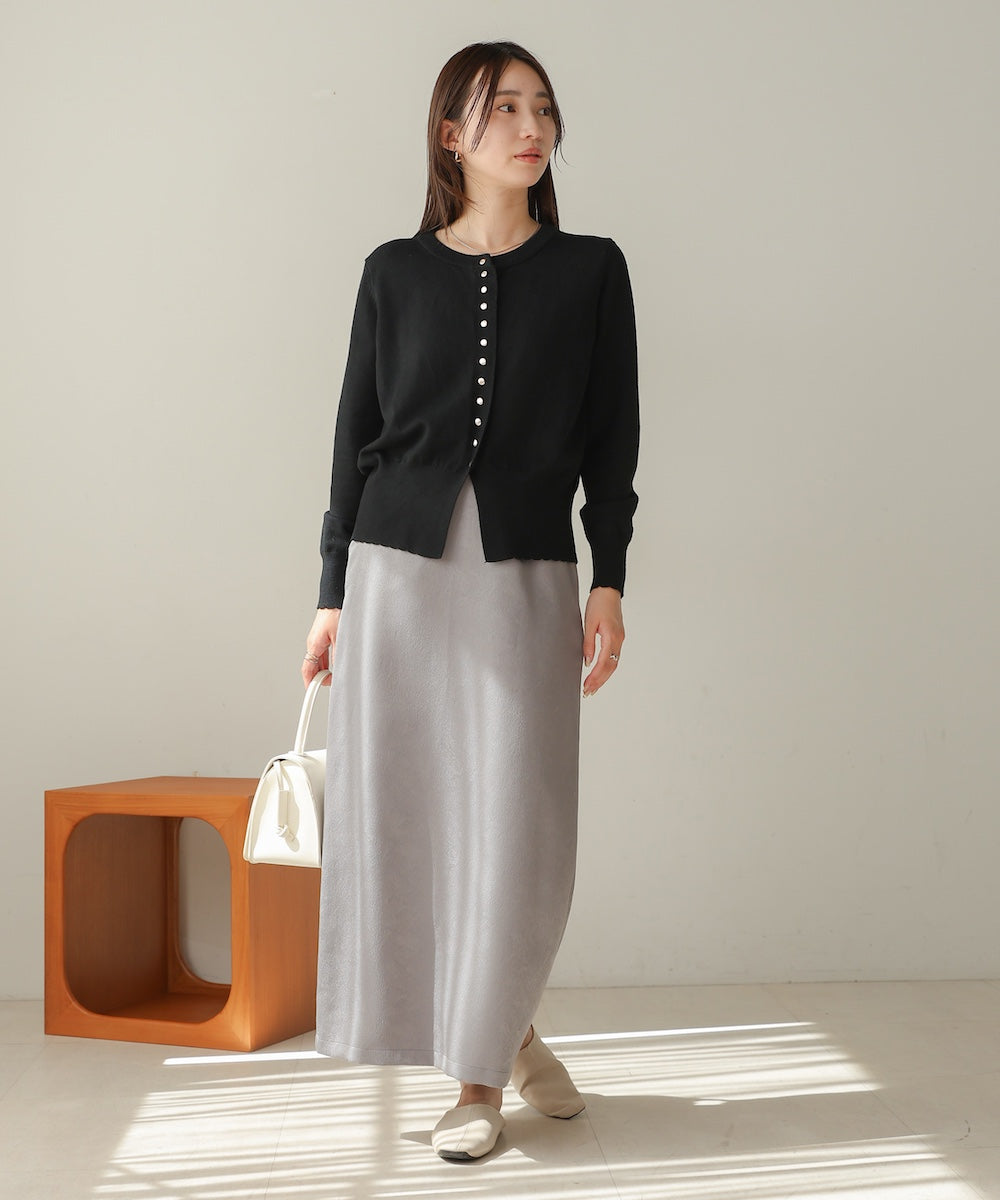 スカラップデザインニットカーデ