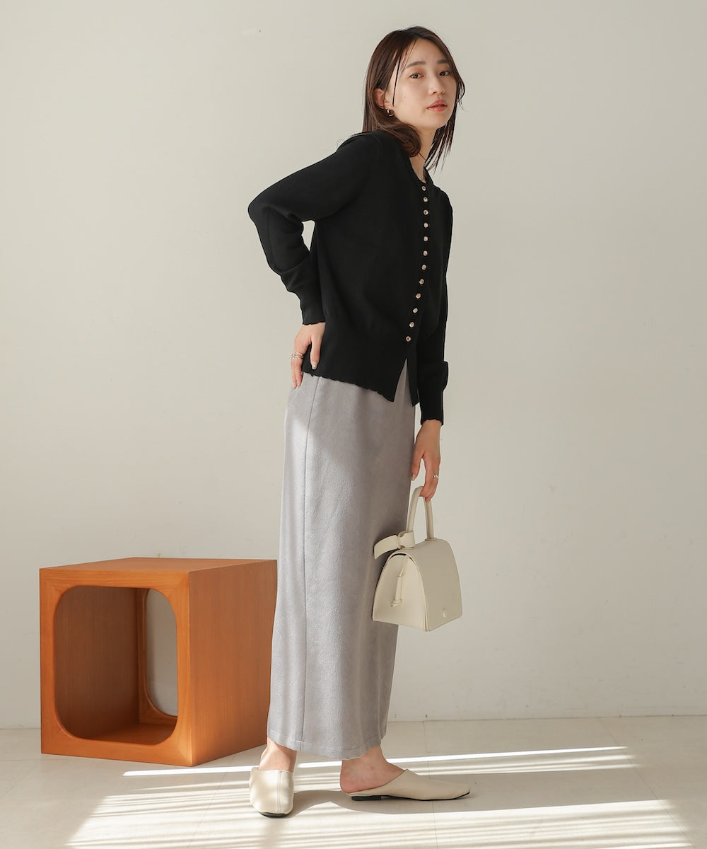 スカラップデザインニットカーデ