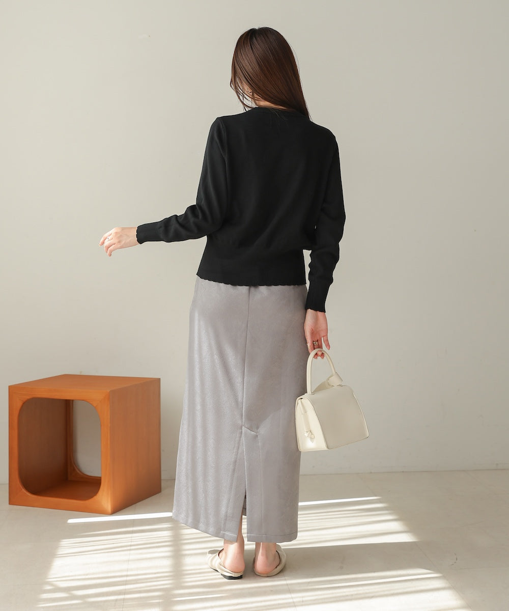 スカラップデザインニットカーデ