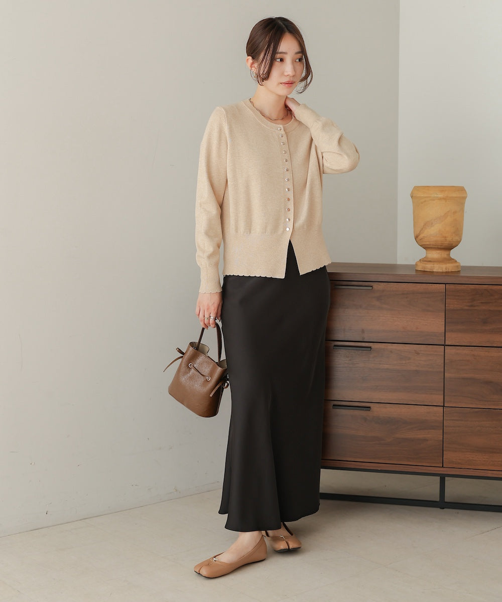 スカラップデザインニットカーデ