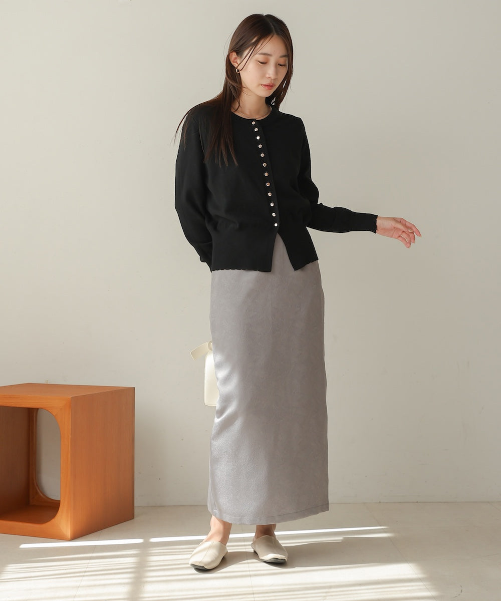 スカラップデザインニットカーデ