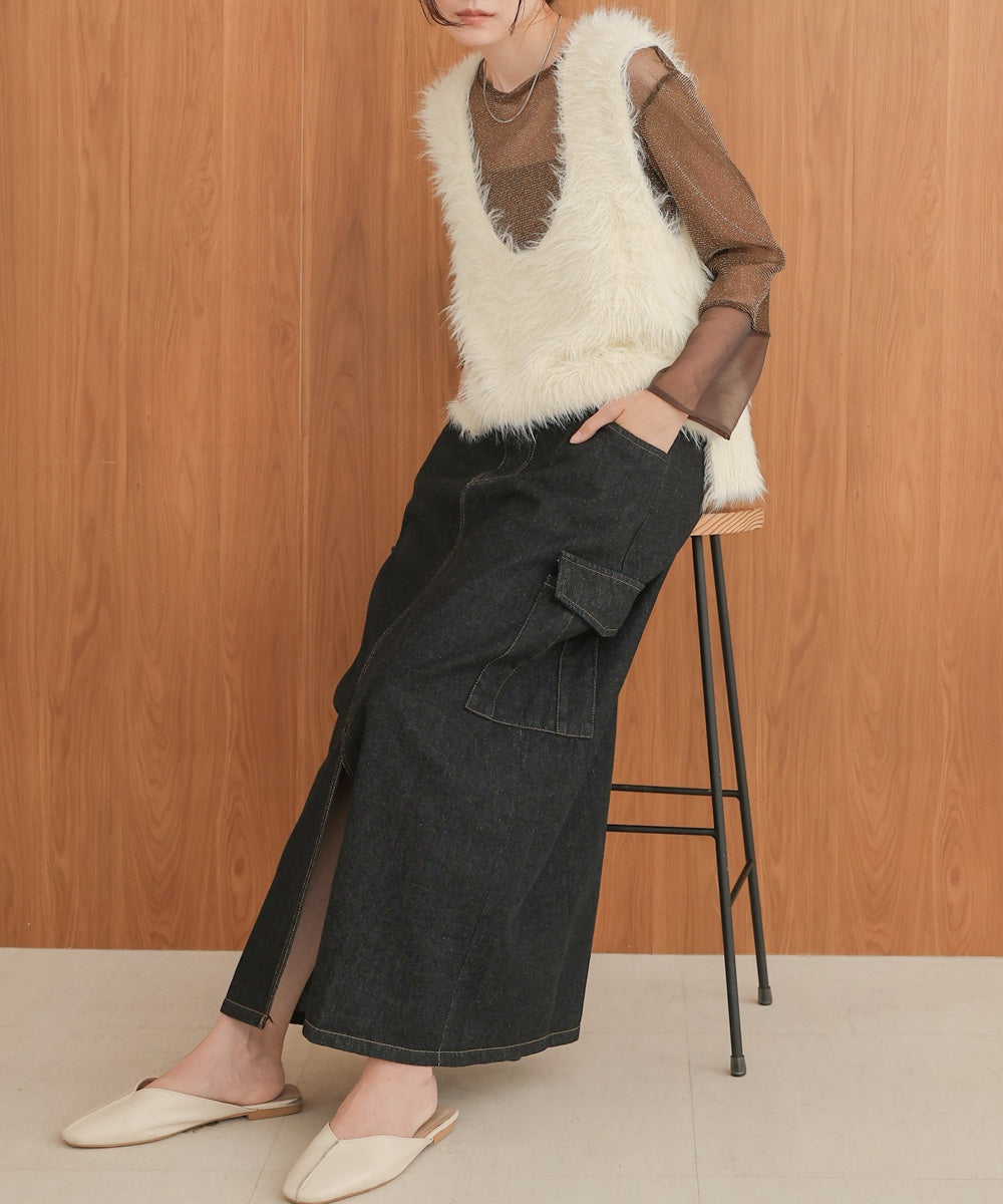 サイドポケットデニムスカート