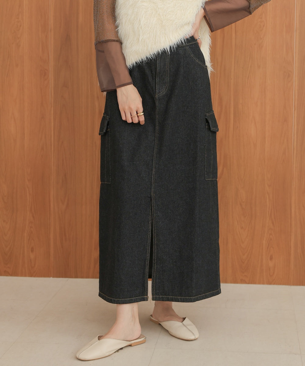 サイドポケットデニムスカート
