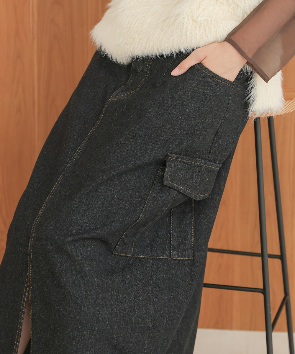 サイドポケットデニムスカート