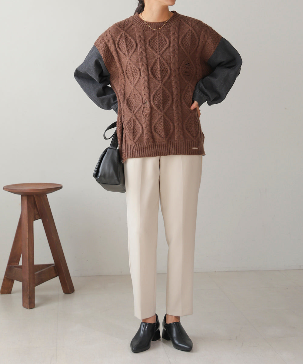 デニムドッキングケーブルニット