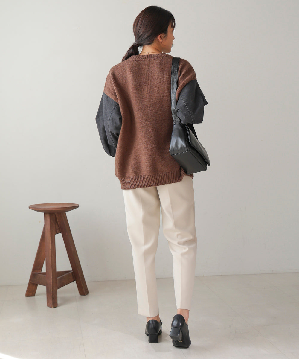 デニムドッキングケーブルニット