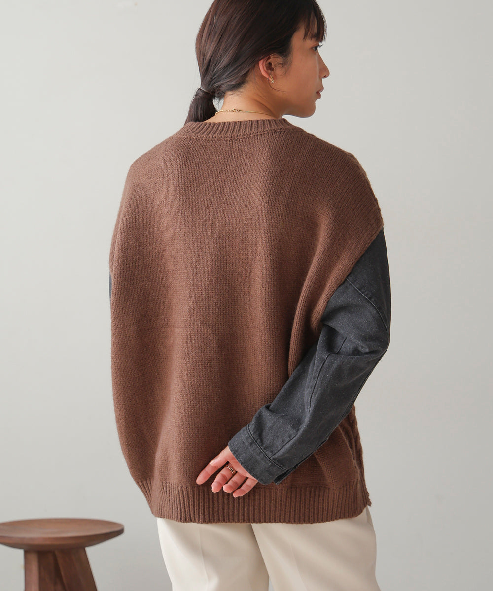 デニムドッキングケーブルニット