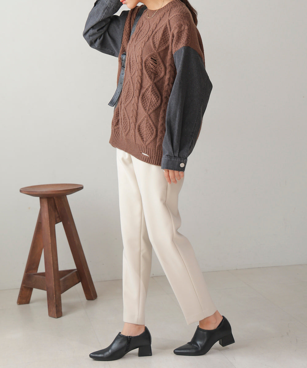 デニムドッキングケーブルニット